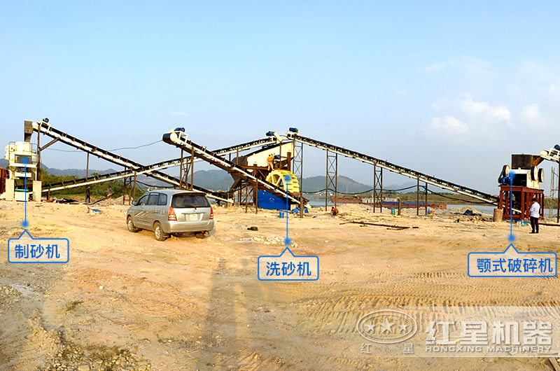 a方案現場(chǎng)設備，鵝卵石制沙、洗洗沙